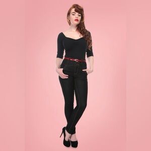 Collectif rebel Kate stretch dark denim high waisted jeans NWOT